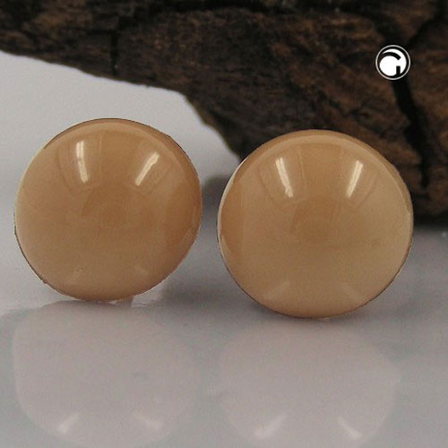 stud earrings plastic round light brown