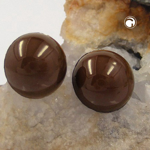 stud earrings plastic round dark brown