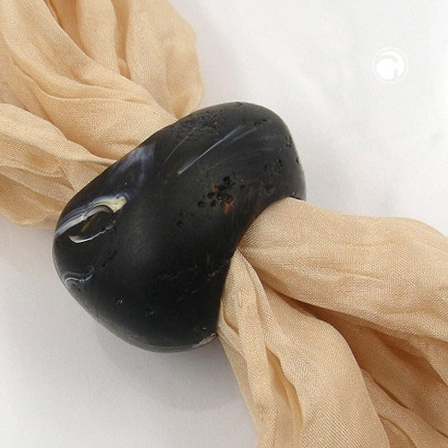 scarf bead black marbled 33mm