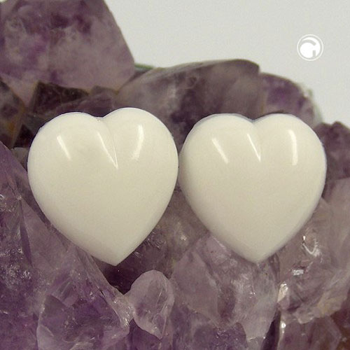earrings white hearts