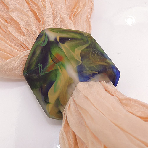 scarf bead hexagon green marbled